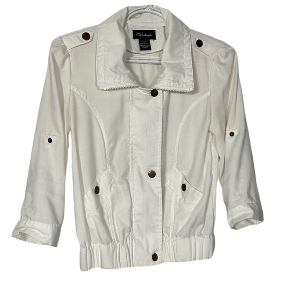 Seductions Cropped Bomber/Utility Jacket Cream - Picture 2 of 5